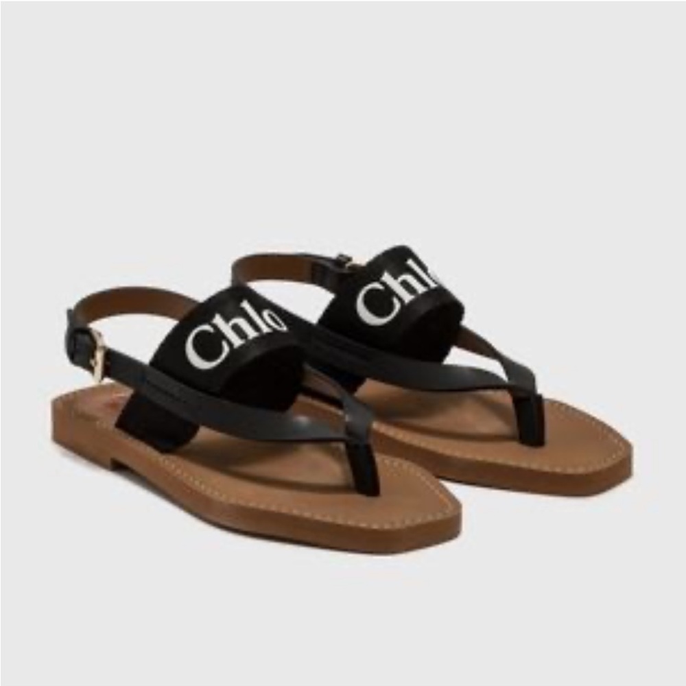 Chloe Wooly Black and Tan Sandals